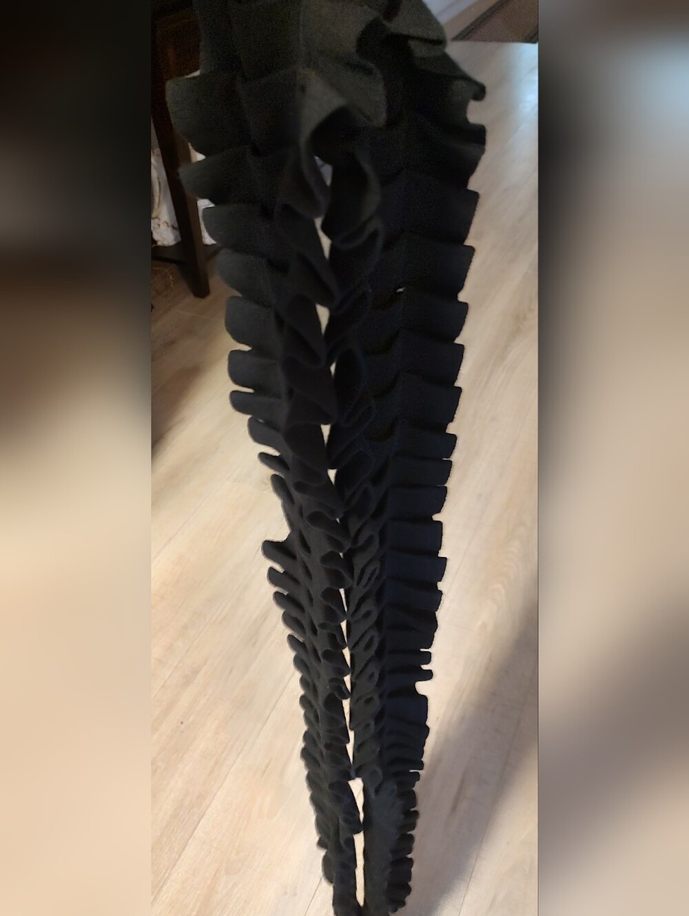 Black Textured Ruffle Knit Scarf - Picture 3 of 5